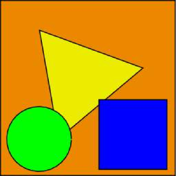 256 x 256 image, circle, triangle and square.