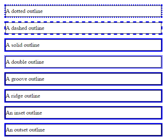 outline-style's; 8 options.