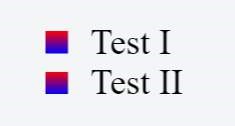 Example; linear-gradient; Test I, Test II.