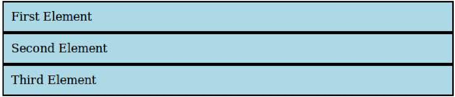 3 vertical rectangles; First Element, Second Element, Third Element.